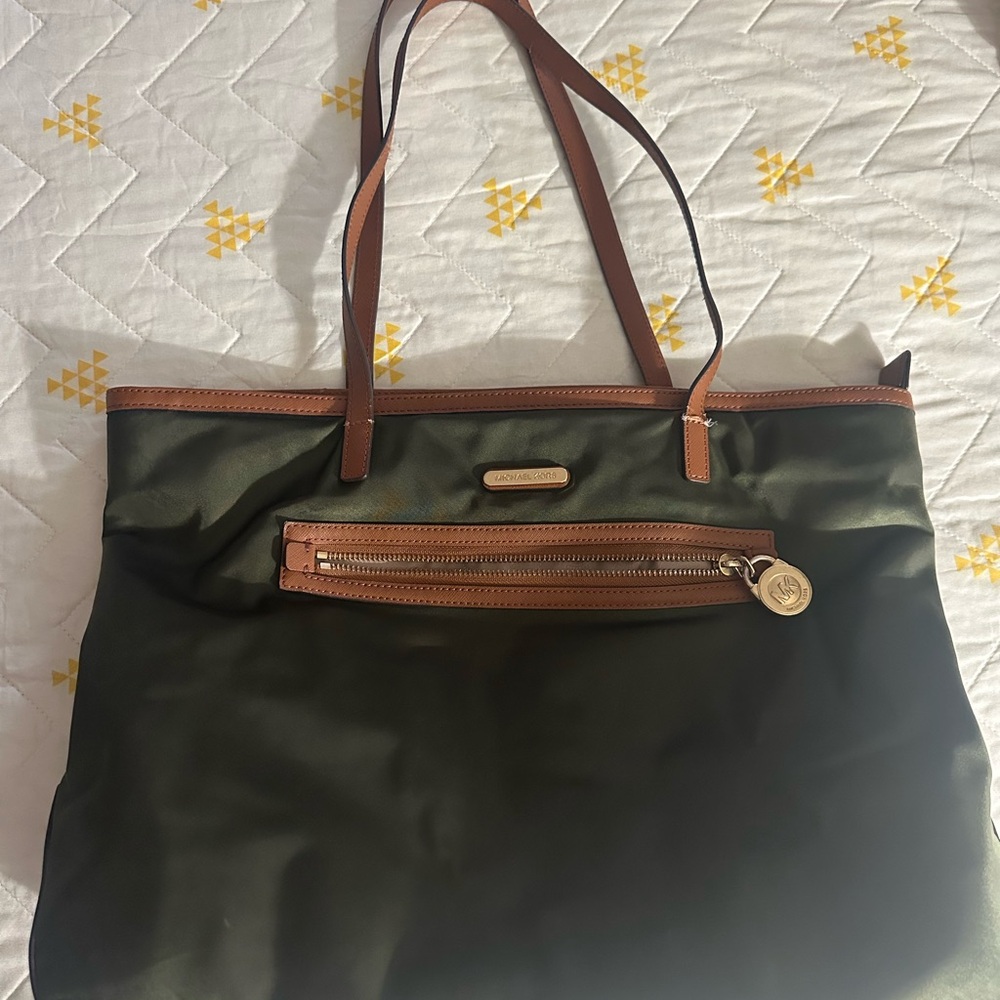 Green and Brown Michael Kors Tote Bag